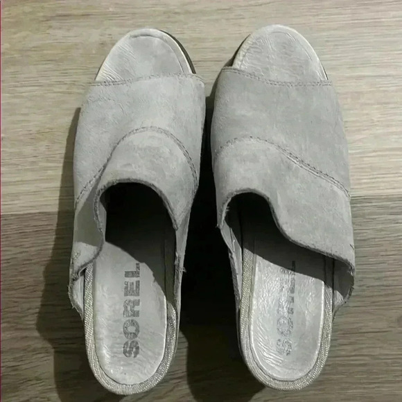 Sorel Women's Grey Suede Slide Sandals - Picture 3 of 4